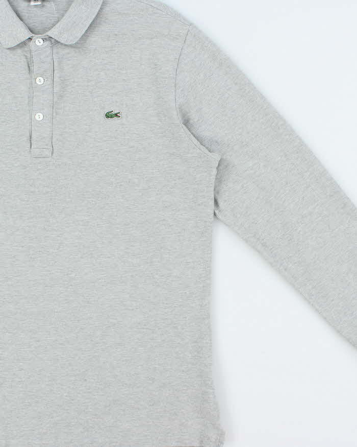 Vintage Lacoste Marl Grey Slim Fit Long Sleeve Polo Shirt - L