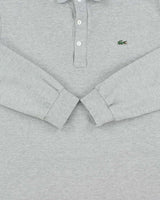 Vintage Lacoste Marl Grey Slim Fit Long Sleeve Polo Shirt - L
