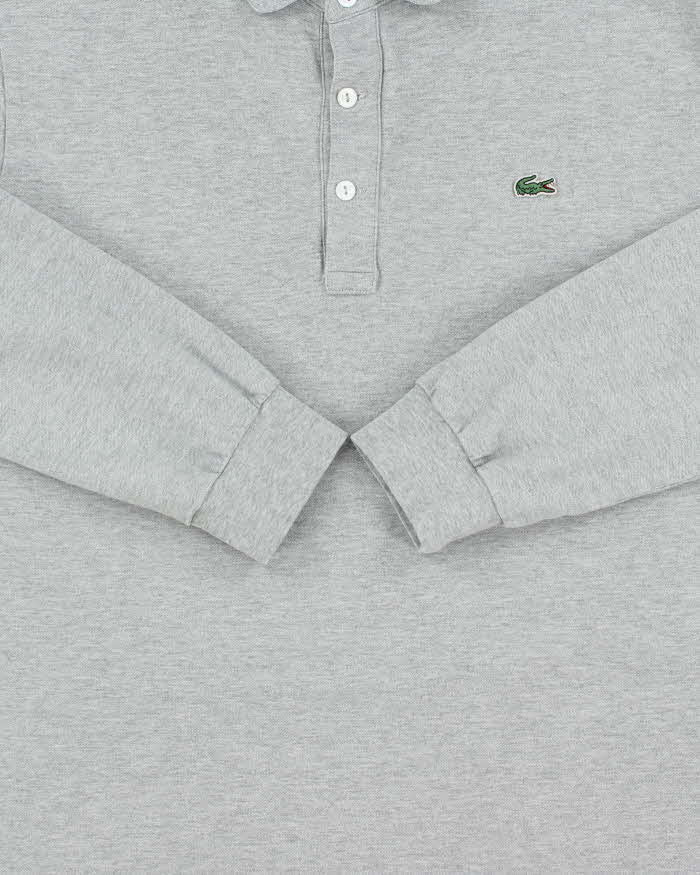 Vintage Lacoste Marl Grey Slim Fit Long Sleeve Polo Shirt - L