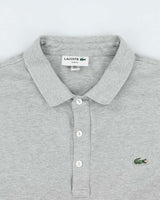 Vintage Lacoste Marl Grey Slim Fit Long Sleeve Polo Shirt - L