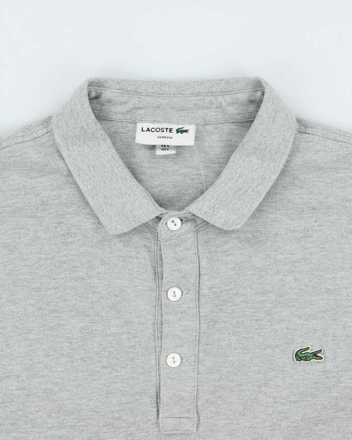 Vintage Lacoste Marl Grey Slim Fit Long Sleeve Polo Shirt - L