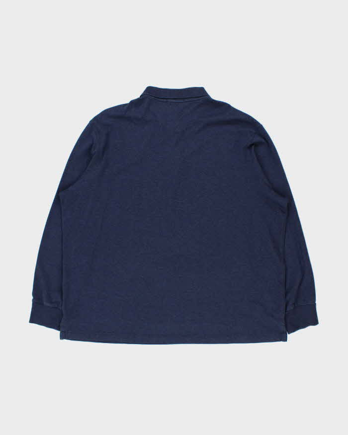 Vintage Polo Ralph Lauren Marl Navy Classic Fit Long Sleeve Polo Shirt - XXL