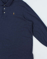 Vintage Polo Ralph Lauren Marl Navy Classic Fit Long Sleeve Polo Shirt - XXL