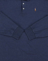 Vintage Polo Ralph Lauren Marl Navy Classic Fit Long Sleeve Polo Shirt - XXL