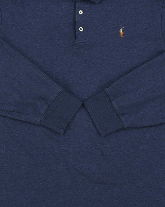Vintage Polo Ralph Lauren Marl Navy Classic Fit Long Sleeve Polo Shirt - XXL