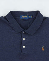 Vintage Polo Ralph Lauren Marl Navy Classic Fit Long Sleeve Polo Shirt - XXL