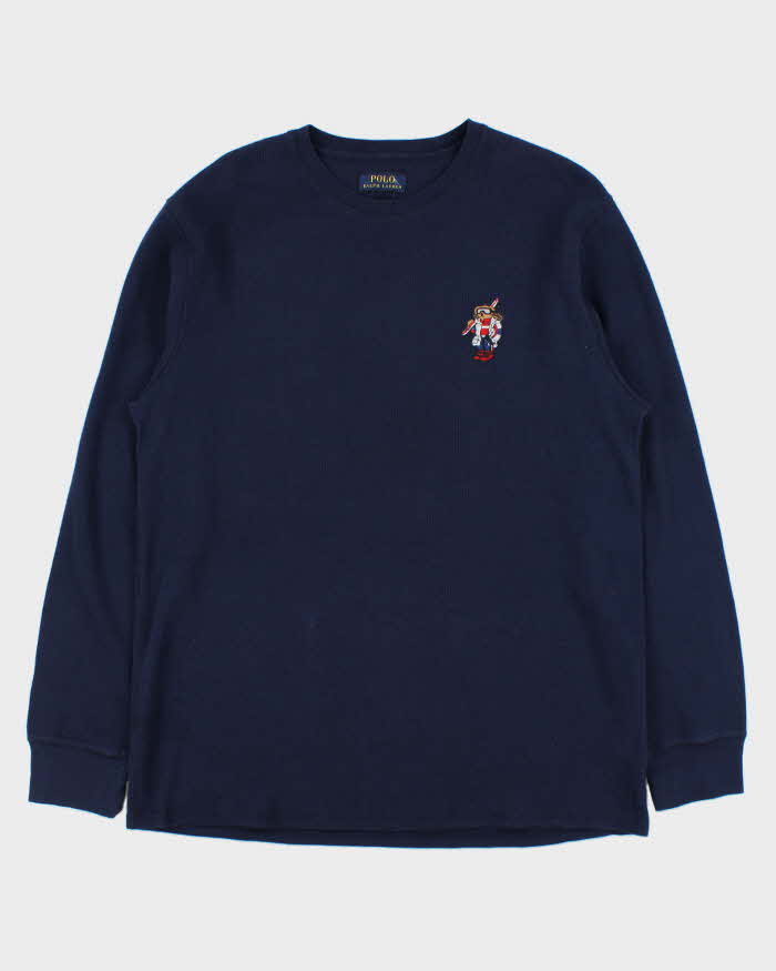 Vintage Polo Bear Ralph Lauren Ski Long Sleeve Waffle T-Shirt - XL