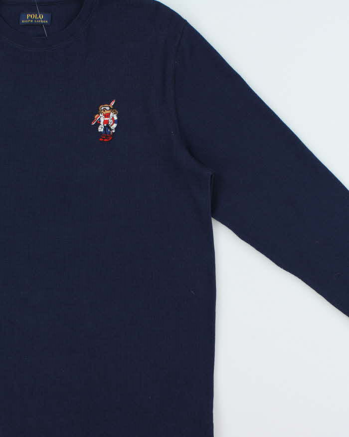 Vintage Polo Bear Ralph Lauren Ski Long Sleeve Waffle T-Shirt - XL