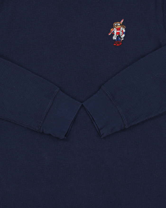 Vintage Polo Bear Ralph Lauren Ski Long Sleeve Waffle T-Shirt - XL