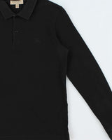 Vintage Burberry Nova Check-Placket Long Sleeve Polo Shirt - M