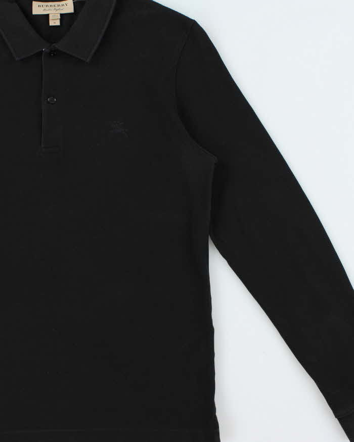 Vintage Burberry Nova Check-Placket Long Sleeve Polo Shirt - M