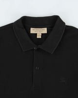 Vintage Burberry Nova Check-Placket Long Sleeve Polo Shirt - M