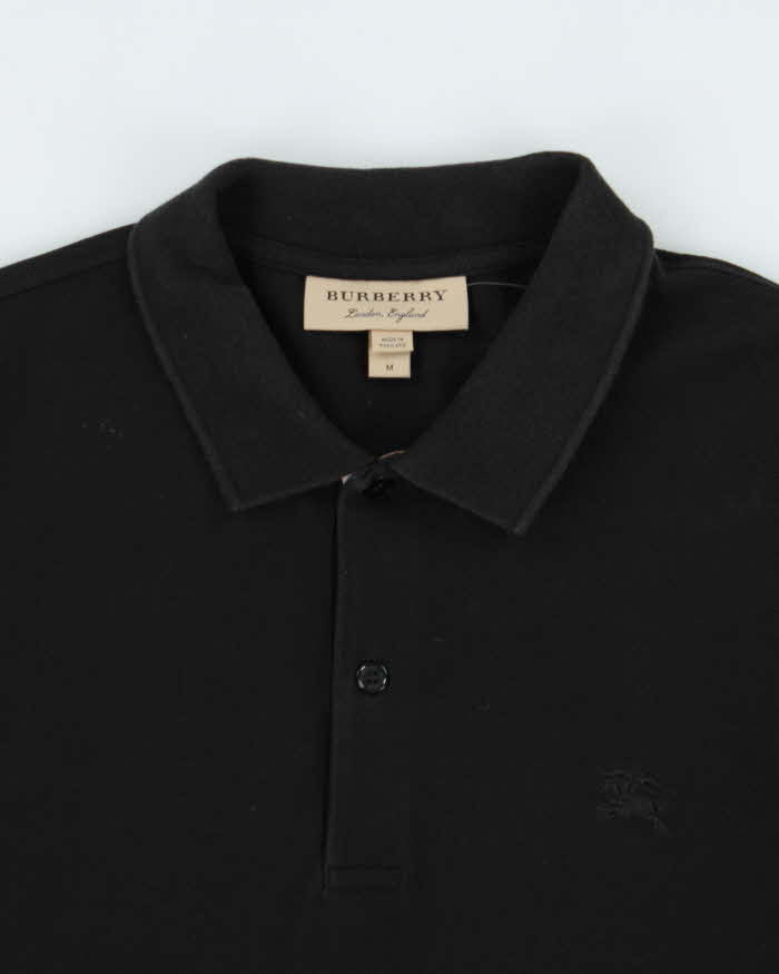 Vintage Burberry Nova Check-Placket Long Sleeve Polo Shirt - M