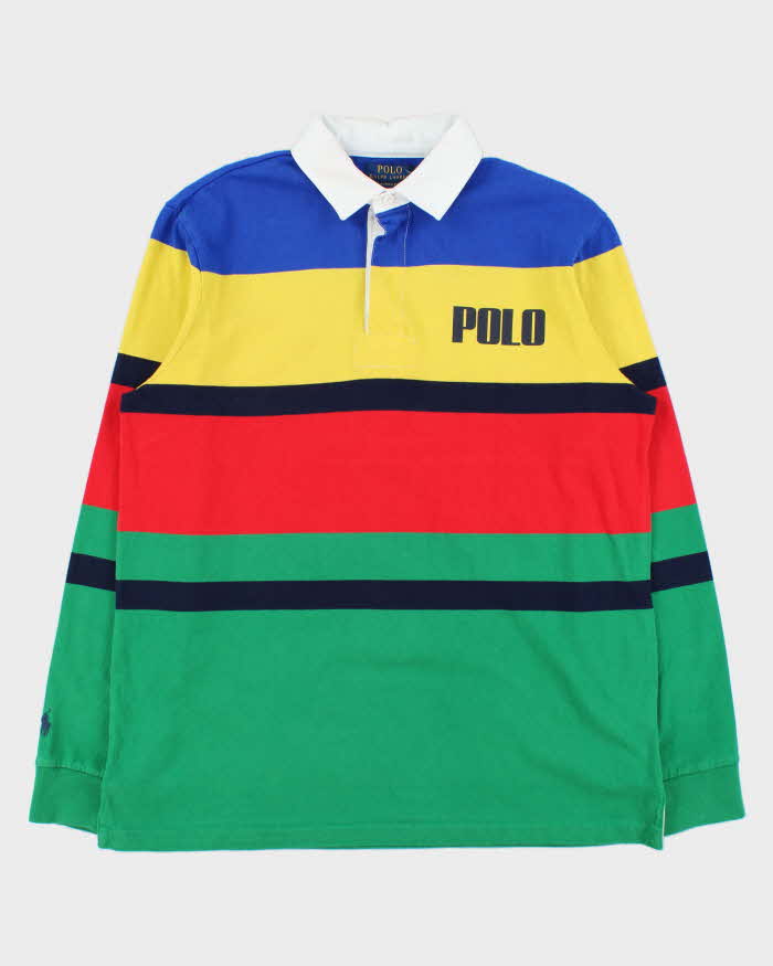 Vintage Polo Ralph Lauren Classic Multicoloured Striped Classic Fit Long Sleeve Rugby Shirt - L