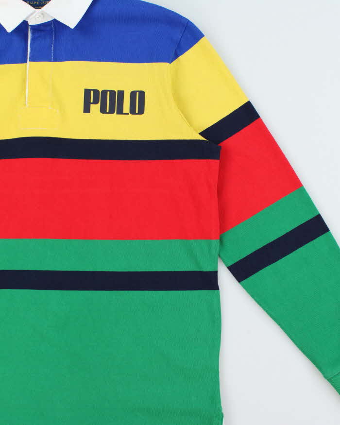 Vintage Polo Ralph Lauren Classic Multicoloured Striped Classic Fit Long Sleeve Rugby Shirt - L