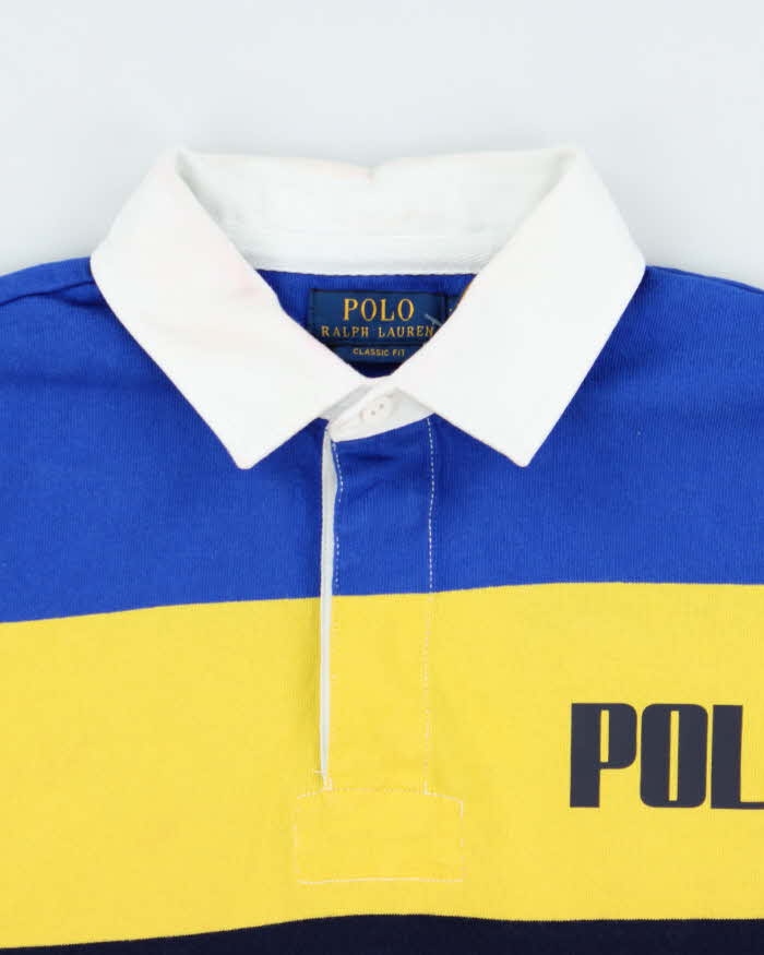 Vintage Polo Ralph Lauren Classic Multicoloured Striped Classic Fit Long Sleeve Rugby Shirt - L