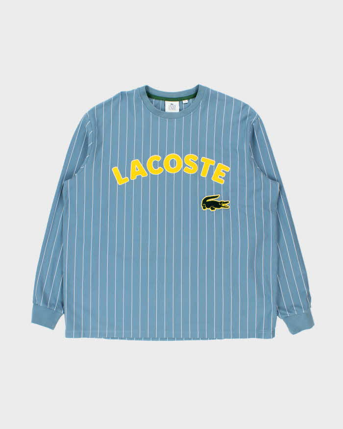 Vintage Lacoste Live Pinstripe Heavyweight Long Sleeve Crewneck T-Shirt - XL