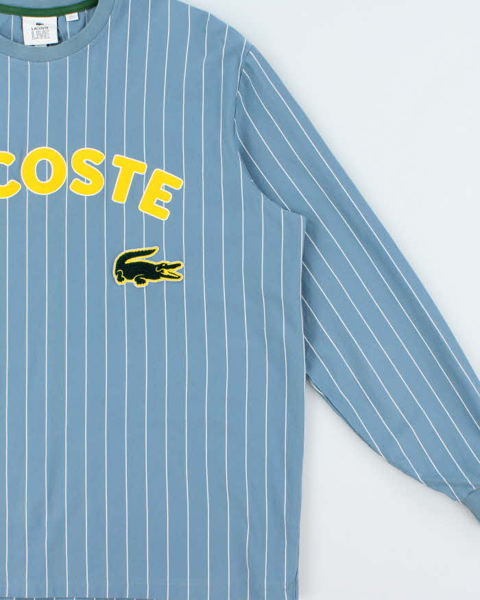Vintage Lacoste Live Pinstripe Heavyweight Long Sleeve Crewneck T-Shirt - XL