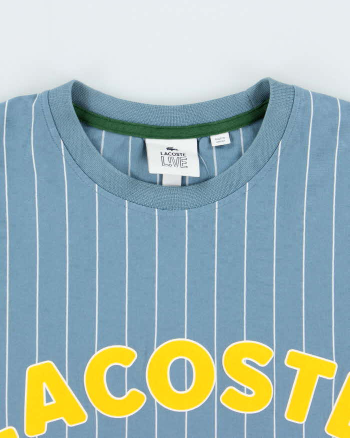 Vintage Lacoste Live Pinstripe Heavyweight Long Sleeve Crewneck T-Shirt - XL