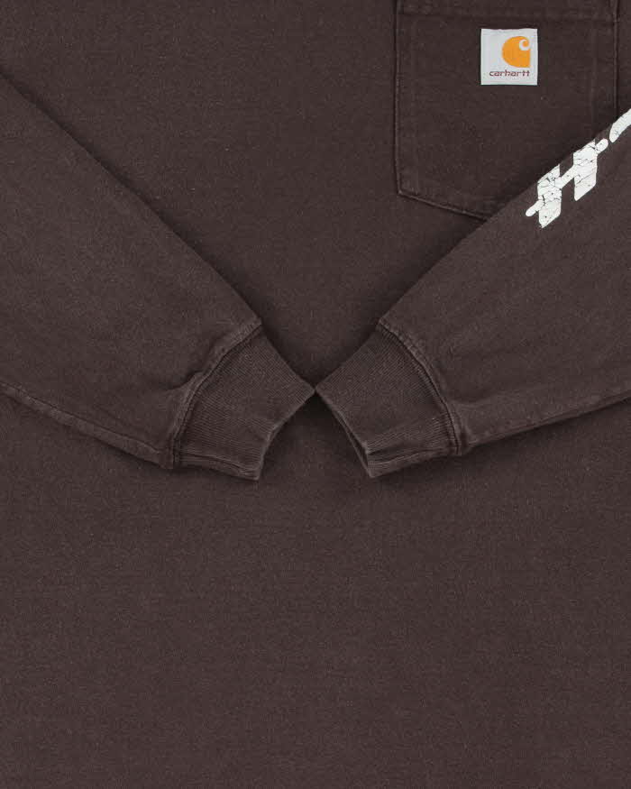 Vintage Carhartt Heavyweight Long Sleeve Logo Loose Fit Crewneck Pocket T-Shirt - S