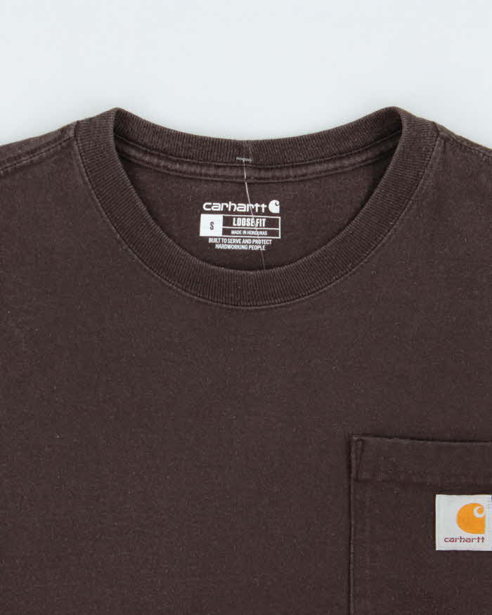 Vintage Carhartt Heavyweight Long Sleeve Logo Loose Fit Crewneck Pocket T-Shirt - S