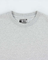 Vintage Carhartt Marl Grey Heavyweight Long Sleeve Logo Loose Fit Crewneck T-Shirt - S