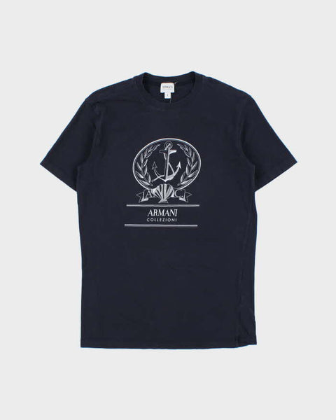 トップス 00s y2k archive emporio armani cutsew Vintage Y2K 00s Armani Collezioni Navy Nautical Fitted Crewneck T