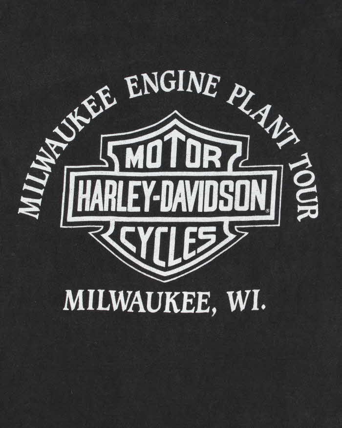 Vintage 1989 Harley Davidson Milwaukee Engine Plant Tour Single Stitch Hanes Beefy Crewneck T-Shirt - L