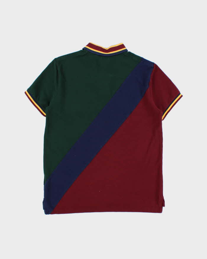 Vintage Polo Ralph Lauren Striped Big Pony Crest Custom Slim Fit Short Sleeve Polo Shirt - S