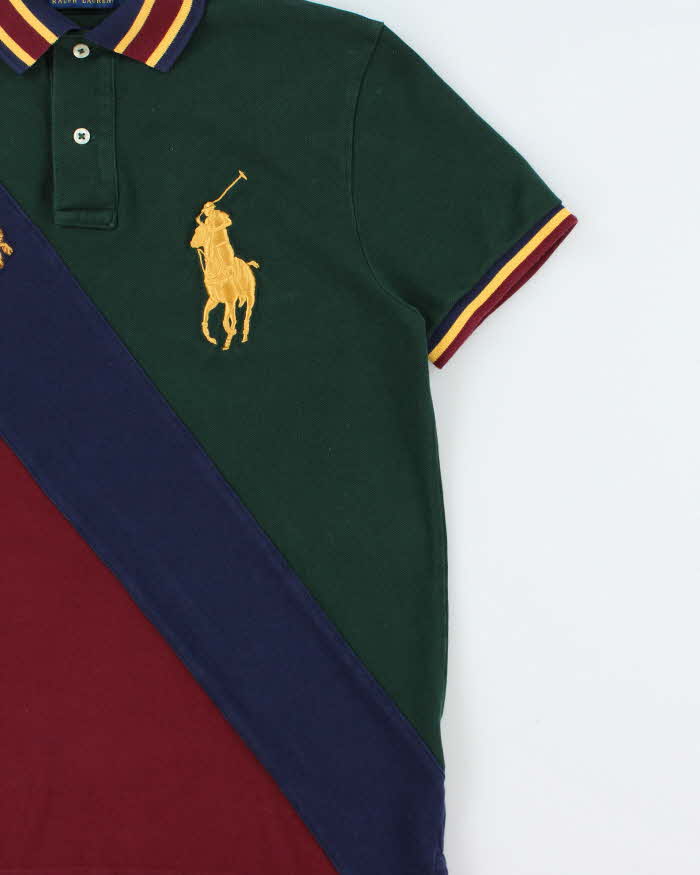 Vintage Polo Ralph Lauren Striped Big Pony Crest Custom Slim Fit Short Sleeve Polo Shirt - S