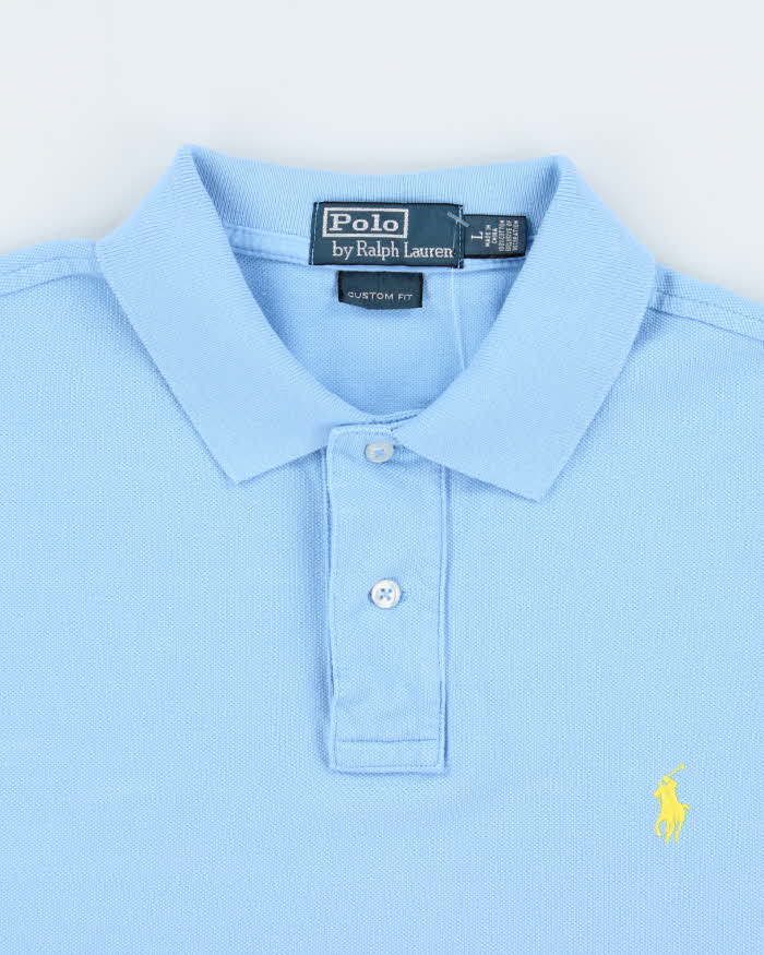 Vintage Polo Ralph Lauren Sky Blue Custom Fit Short Sleeve Polo Shirt - L