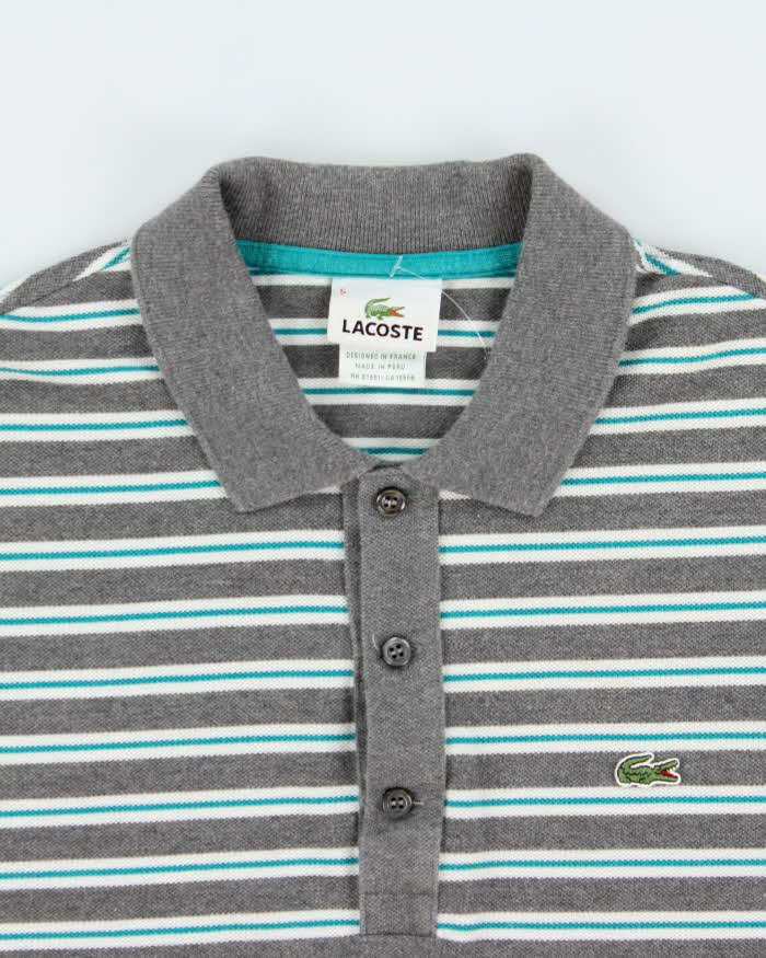 Vintage Y2K 00s Lacoste Striped Classic Croc Short Sleeve Polo Shirt - L