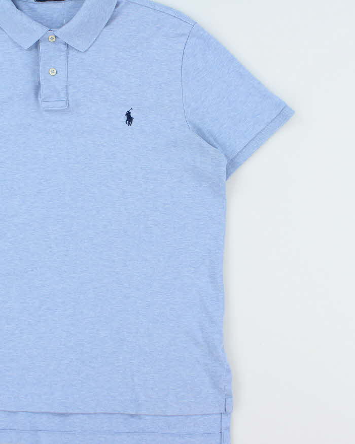 Vintage Polo Ralph Lauren Marl Sky Blue Classic Short Sleeve Polo Shirt - L