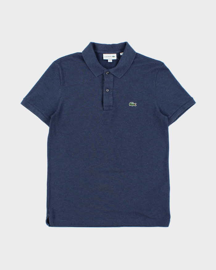 Vintage Lacoste Navy Marl Classic Croc Slim Fit Short Sleeve Polo Shirt - M
