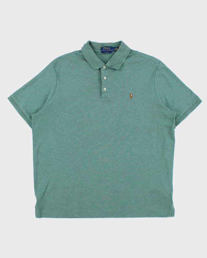 Vintage Polo Ralph Lauren Sage Green Marl Classic Fit Short Sleeve Polo Shirt - L