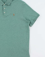Vintage Polo Ralph Lauren Sage Green Marl Classic Fit Short Sleeve Polo Shirt - L