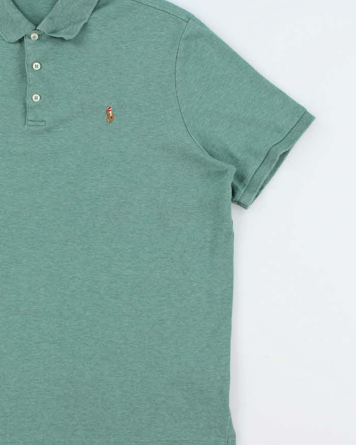 Vintage Polo Ralph Lauren Sage Green Marl Classic Fit Short Sleeve Polo Shirt - L