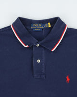 Vintage Polo Ralph Lauren Navy Stripe Trim Classic Fit Short Sleeve Polo Shirt - L