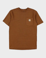 Vintage Carhartt Brown Marl Heavyweight Loose Fit Crewneck Pocket T-Shirt - S