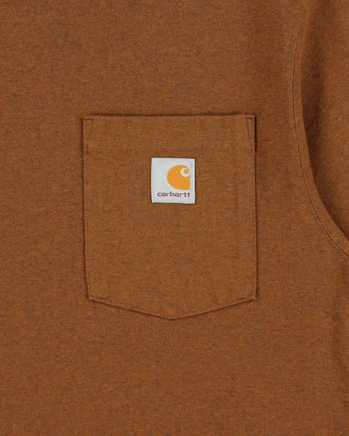 Vintage Carhartt Brown Marl Heavyweight Loose Fit Crewneck Pocket T-Shirt - S