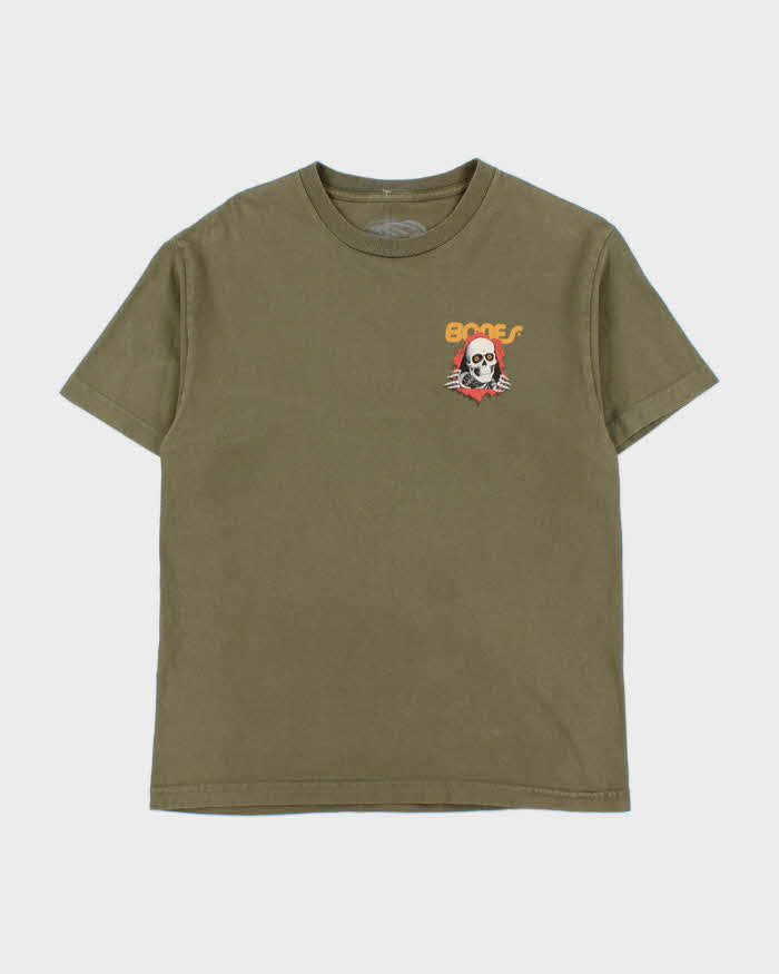 Vintage Powell Peralta Khaki Heavyweight Bones 'Ripper' Crewneck T-Shirt - M
