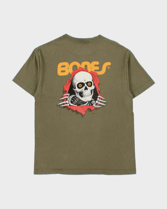 Vintage Powell Peralta Khaki Heavyweight Bones 'Ripper' Crewneck T-Shirt - M