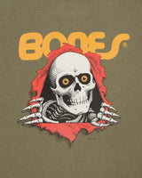 Vintage Powell Peralta Khaki Heavyweight Bones 'Ripper' Crewneck T-Shirt - M