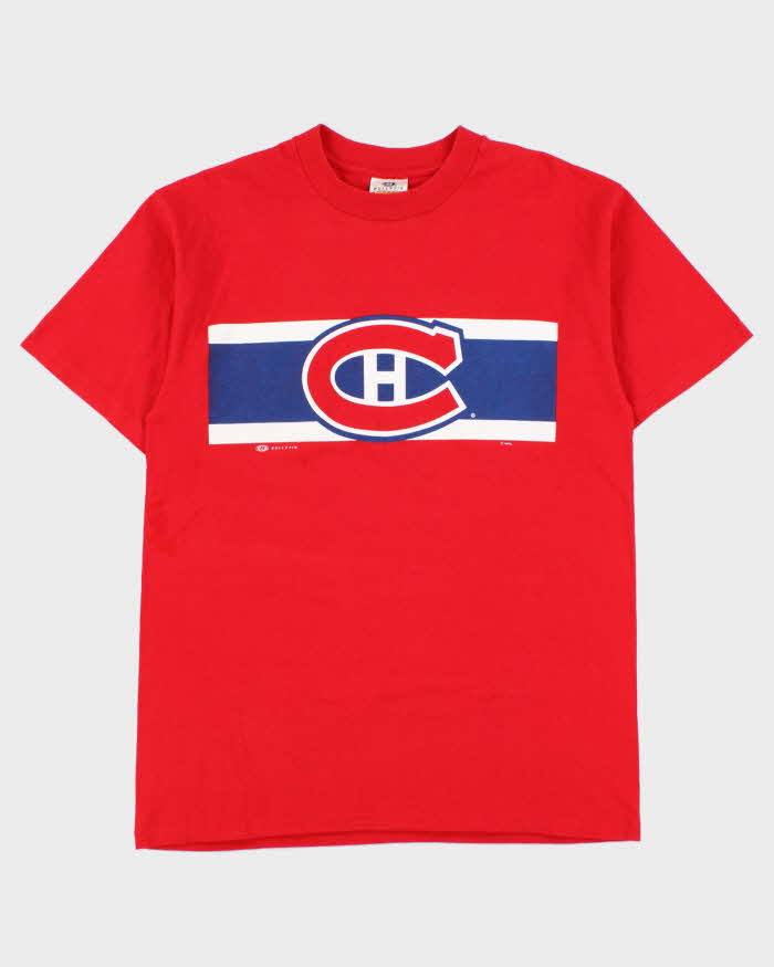 Vintage 1990s Bulletin NHL Montreal Canadiens Heavyweight Single Stitch Made In Canada Crewneck T-Shirt - L