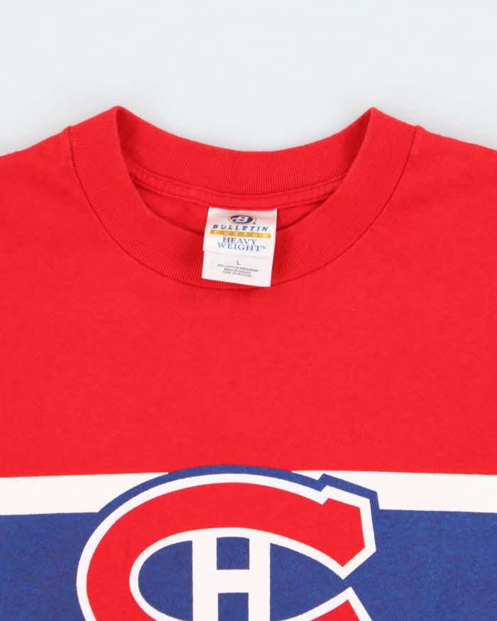 Vintage 1990s Bulletin NHL Montreal Canadiens Heavyweight Single Stitch Made In Canada Crewneck T-Shirt - L