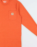 Vintage Carhartt Orange Heavyweight Loose Fit Long Sleeve Pocket T-Shirt - S