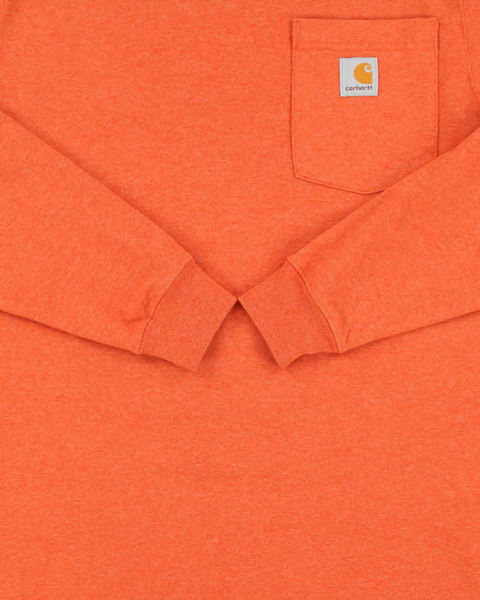 Vintage Carhartt Orange Heavyweight Loose Fit Long Sleeve Pocket T-Shirt - S