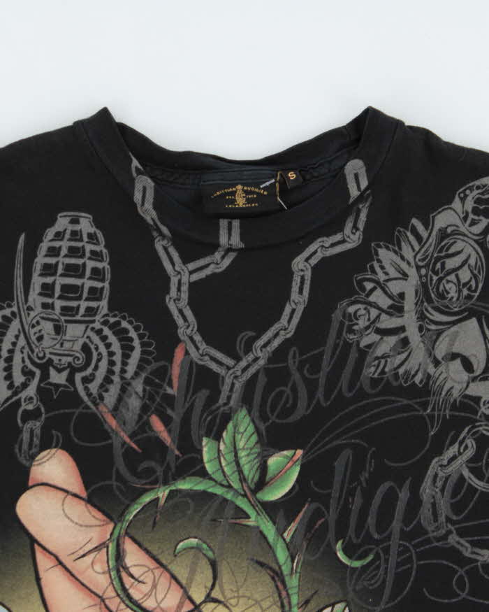 Vintage Y2K 00s Christian Audigier Embellished Luck Crewneck T-Shirt - S