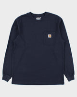 Vintage Carhartt Navy Heavyweight Loose Fit Crewneck Long Sleeve Pocket T-Shirt - M