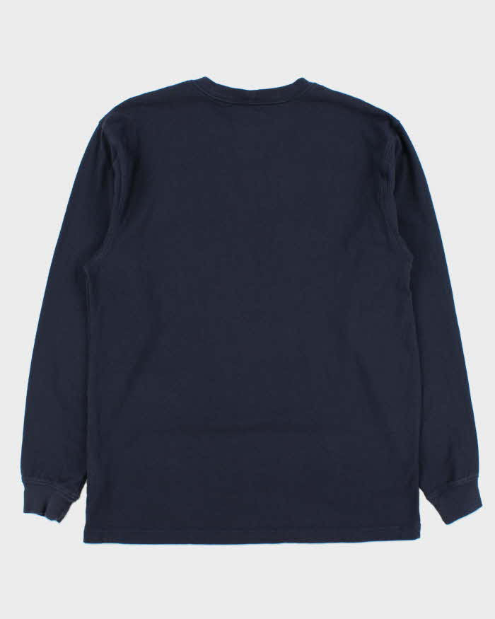 Vintage Carhartt Navy Heavyweight Loose Fit Crewneck Long Sleeve Pocket T-Shirt - M
